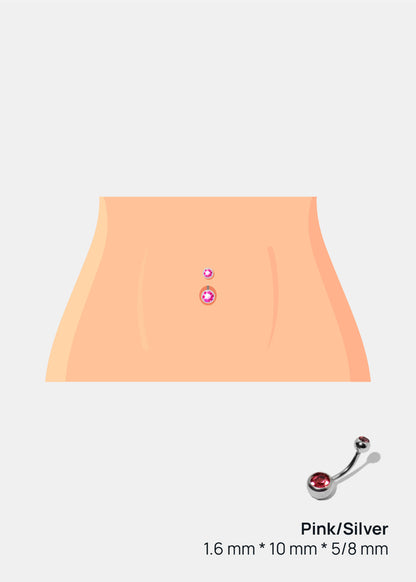 Miss A Body Jewelry - Dangle Belly Button Ring - Pink/Silver