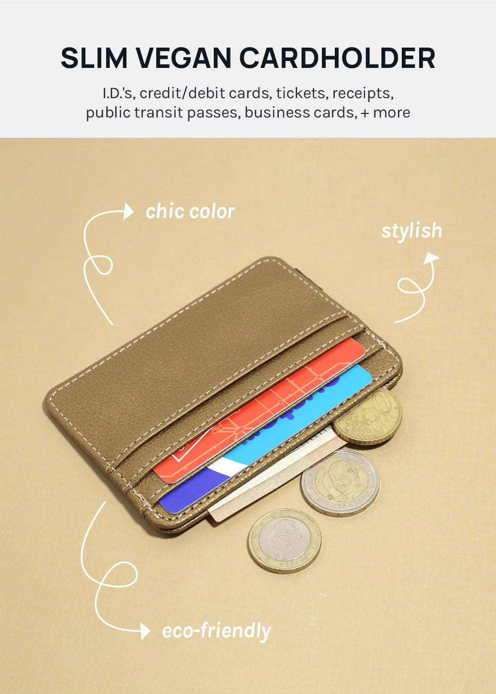 A+ Vegan Leather Slim Card Holder