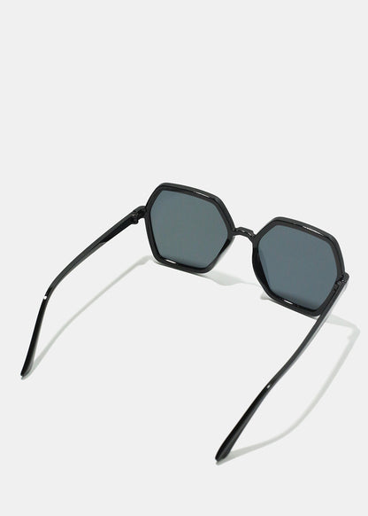 A+ Black Geometric Thin Frame Shades