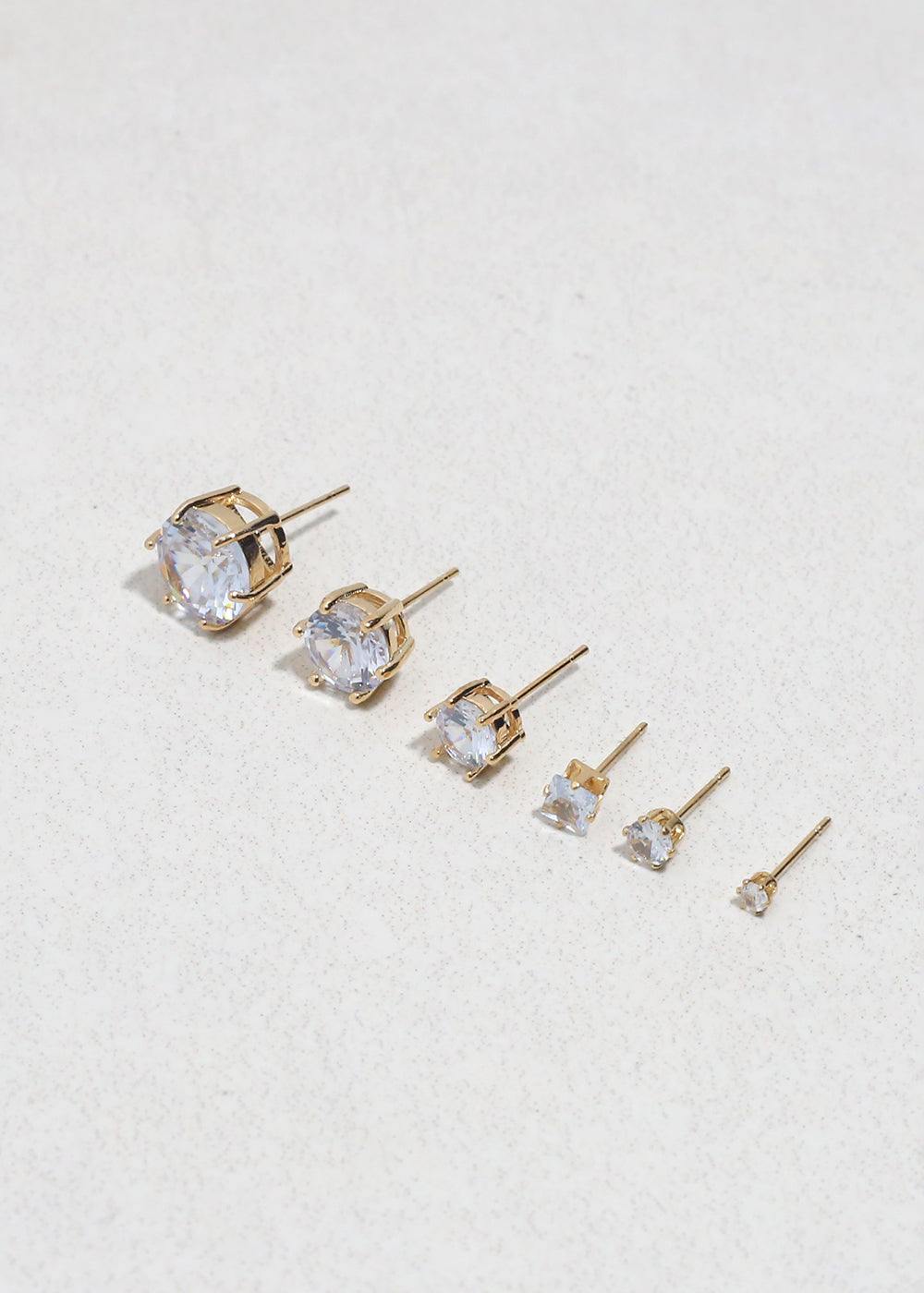 Classic Cubic Zirconia Stud Earrings - Gold