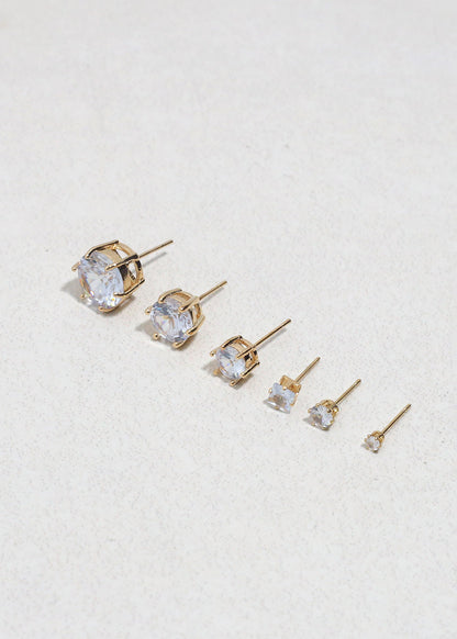 Classic Cubic Zirconia Stud Earrings - Silver