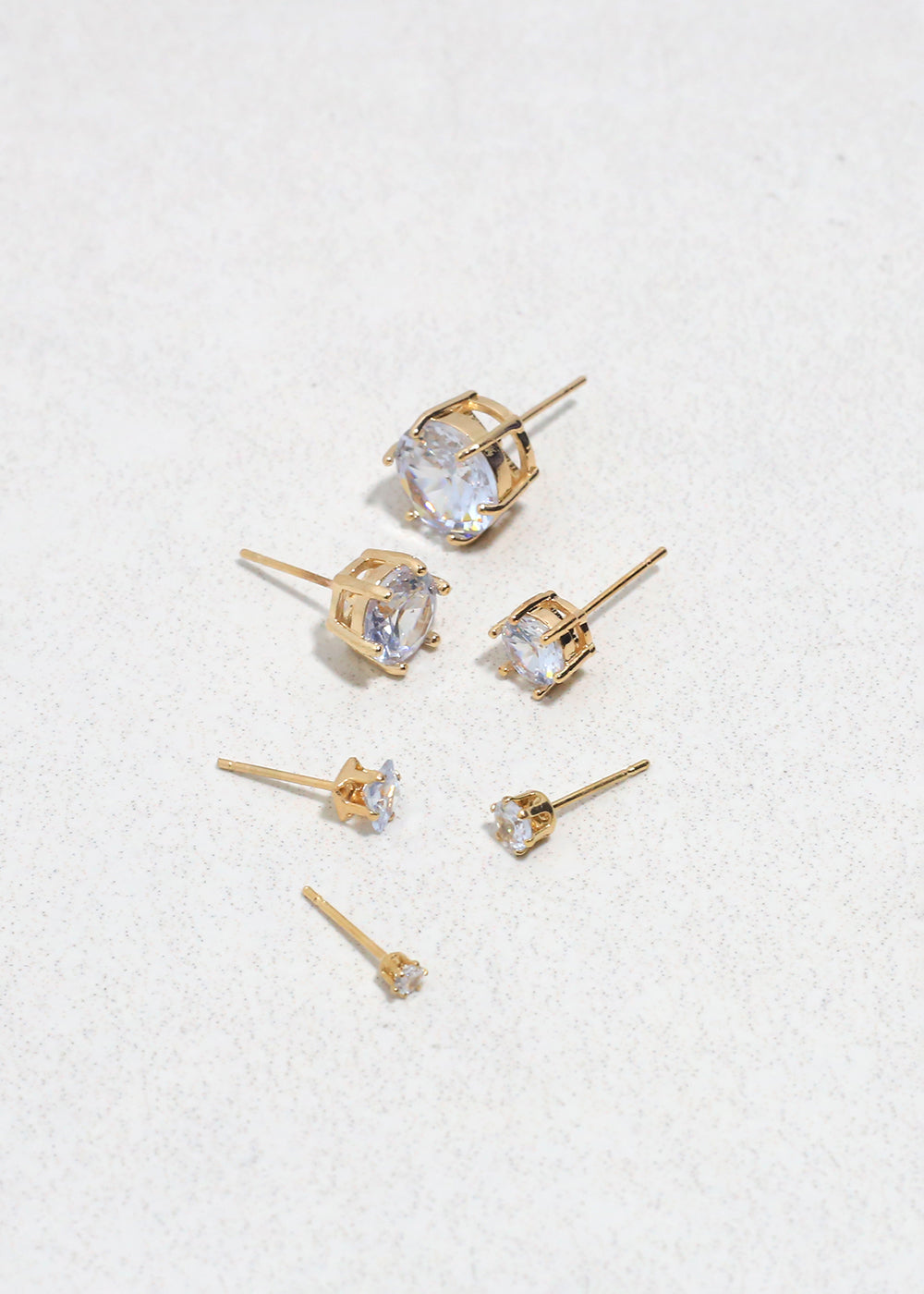 Classic Cubic Zirconia Stud Earrings - Gold