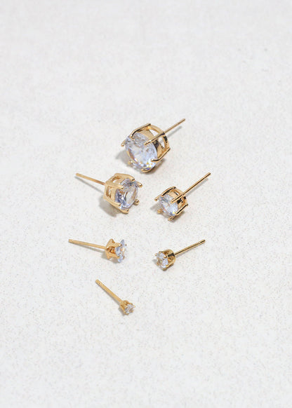 Classic Cubic Zirconia Stud Earrings - Gold