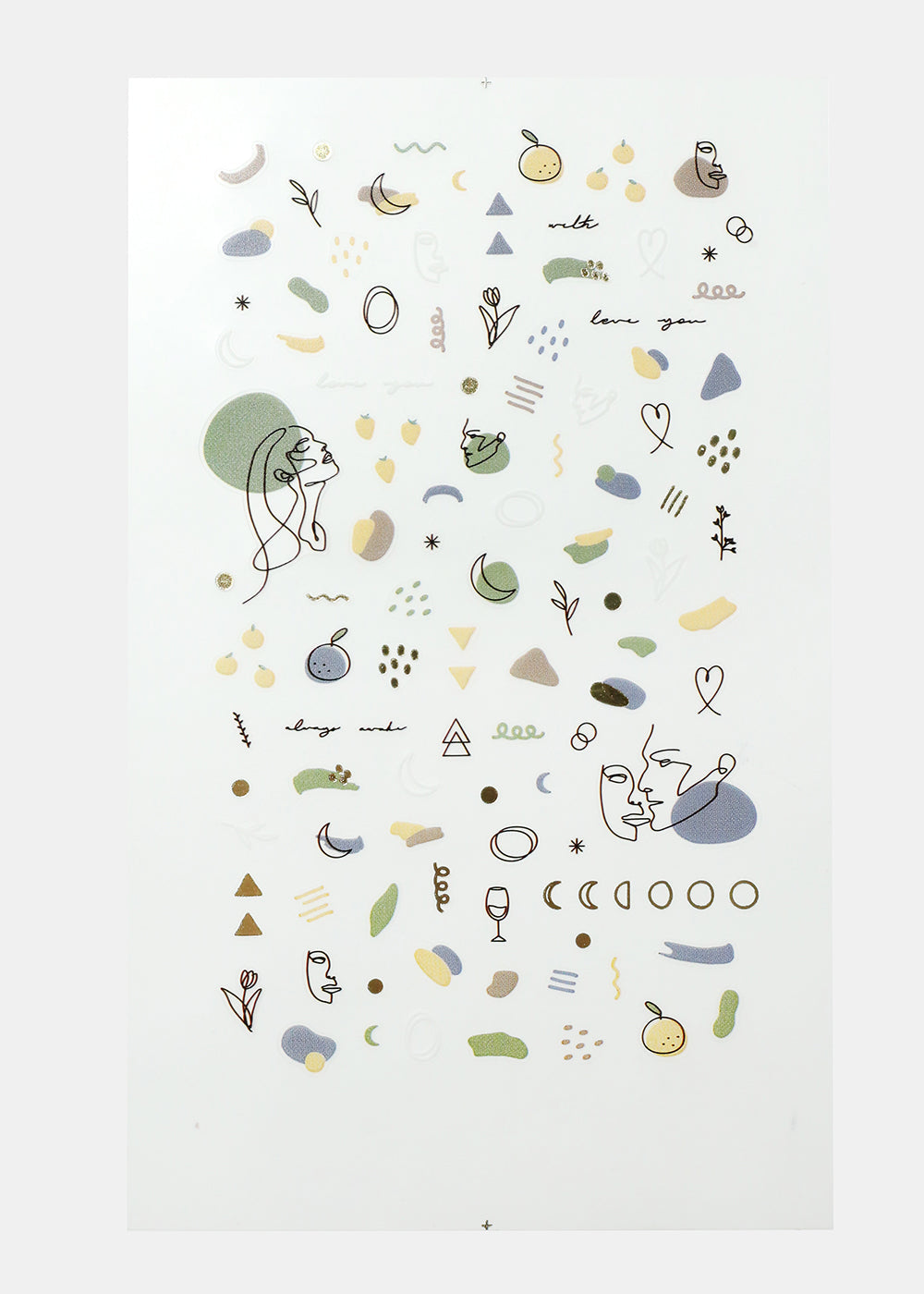 Sketch Drawing Nail Art Sticker Sheet