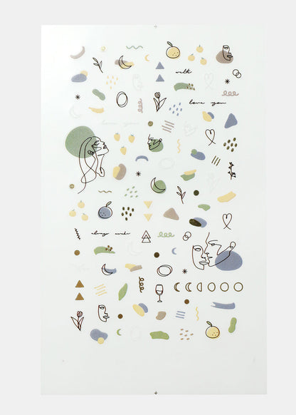 Sketch Drawing Nail Art Sticker Sheet