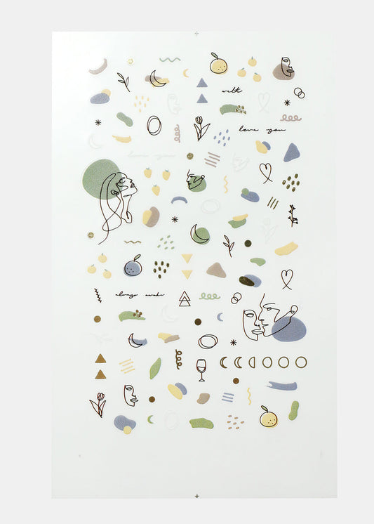 Sketch Drawing Nail Art Sticker Sheet