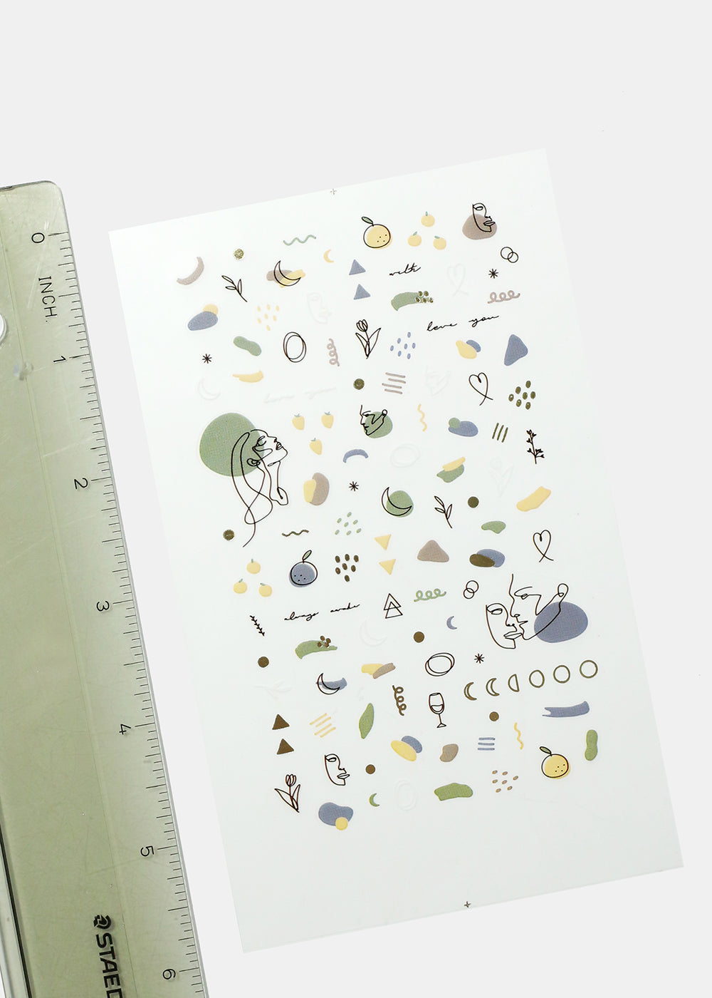 Sketch Drawing Nail Art Sticker Sheet