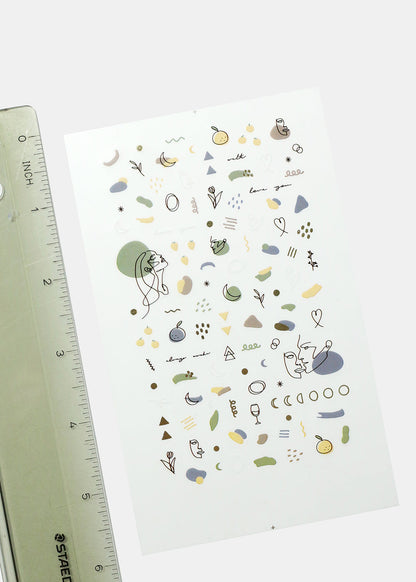 Sketch Drawing Nail Art Sticker Sheet