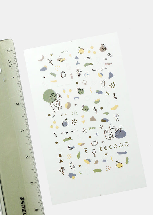 Sketch Drawing Nail Art Sticker Sheet