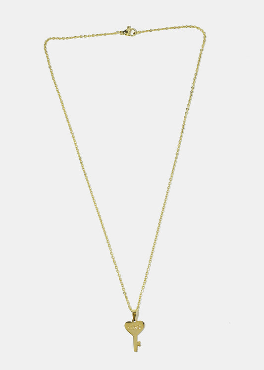 Love Heart Key Necklace