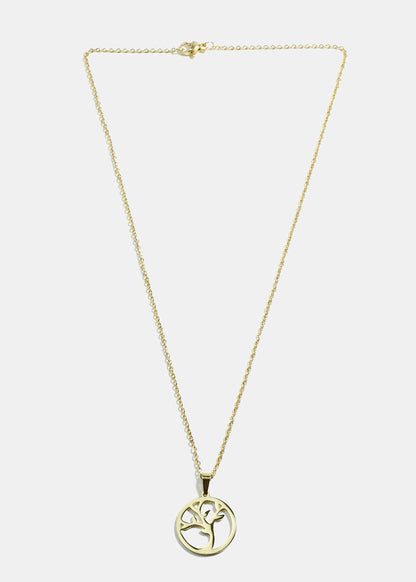 Tree in Circle Necklace