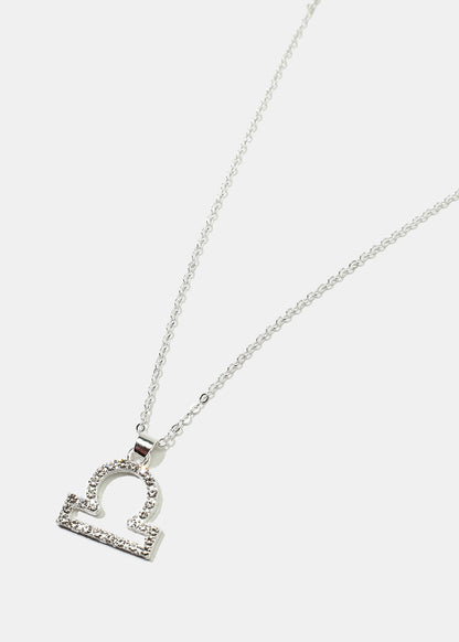 Rhinestone-Studded Libra Necklace