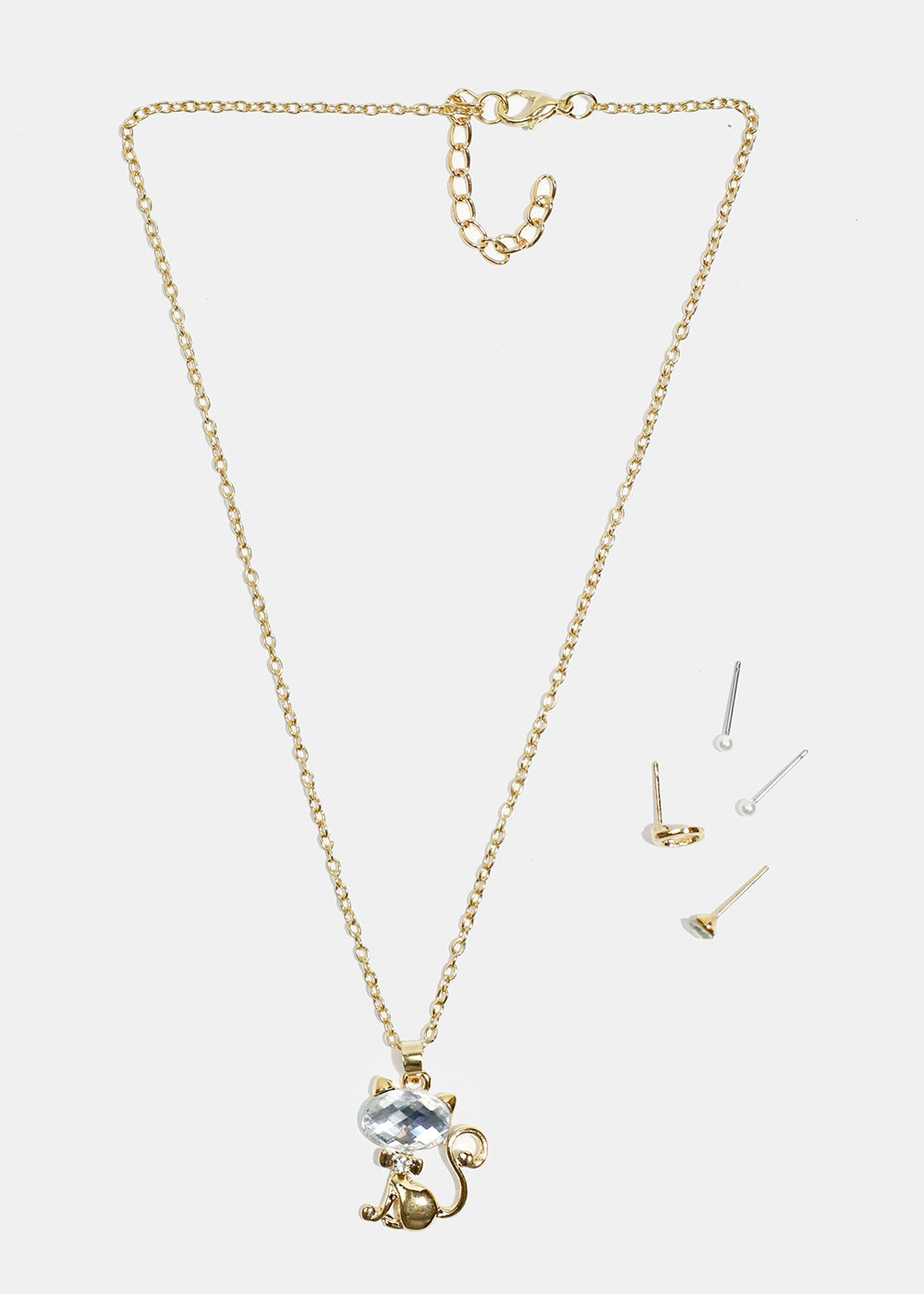Sparkly Cat Necklace and Earring Set