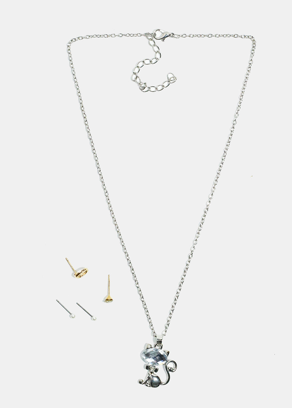 Sparkly Cat Necklace and Earring Set