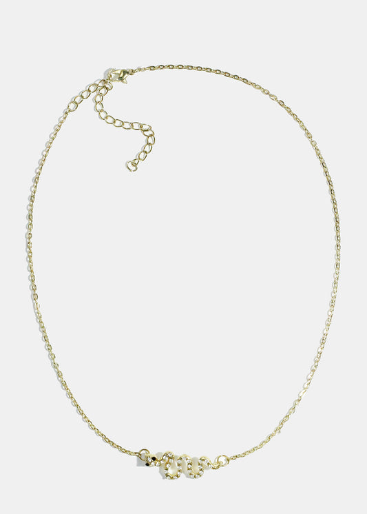 Rhinestone-Studded Snake Necklace