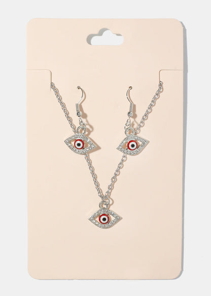 Evil Eye Necklace & Earring Set