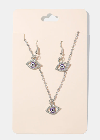 Evil Eye Necklace & Earring Set