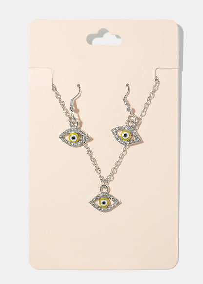 Evil Eye Necklace & Earring Set