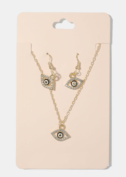 Evil Eye Necklace & Earring Set