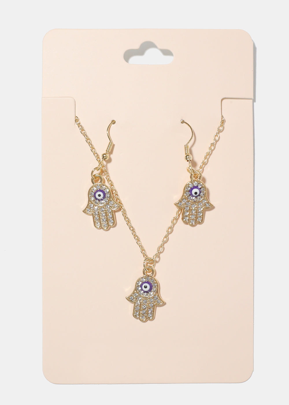 Hamsa Hand Necklace & Earring Set