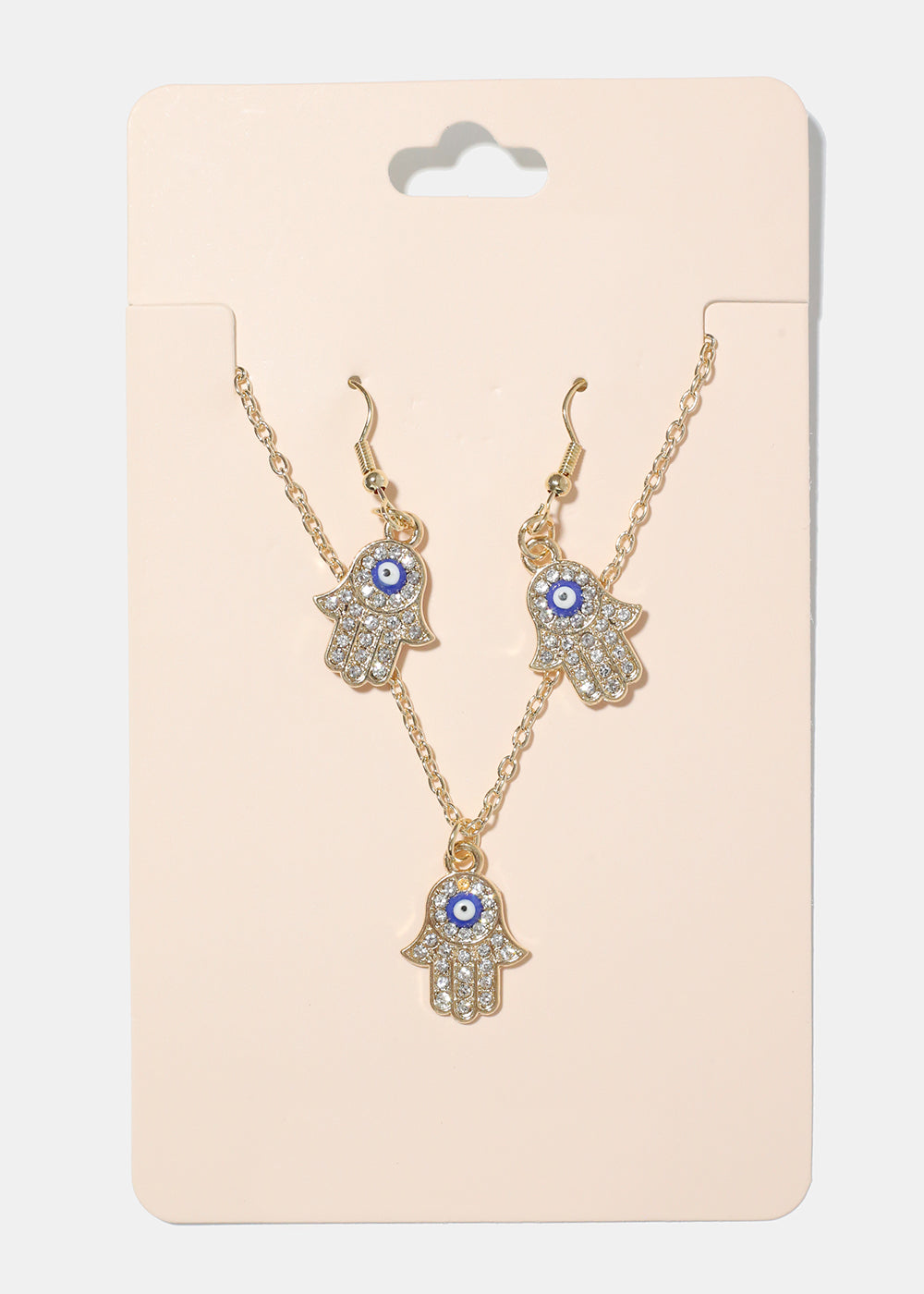 Hamsa Hand Necklace & Earring Set