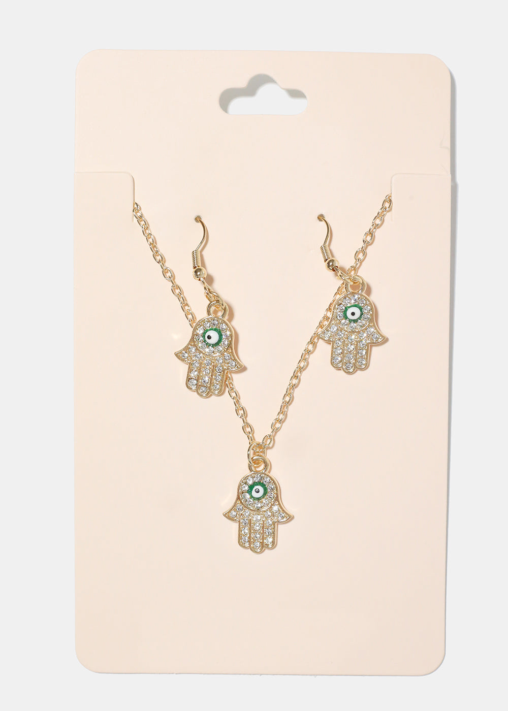 Hamsa Hand Necklace & Earring Set