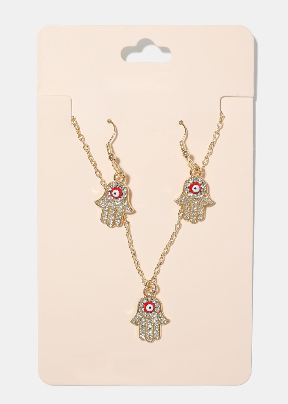 Hamsa Hand Necklace & Earring Set