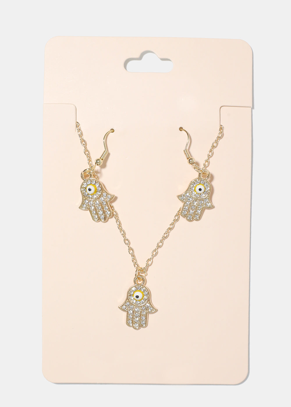 Hamsa Hand Necklace & Earring Set