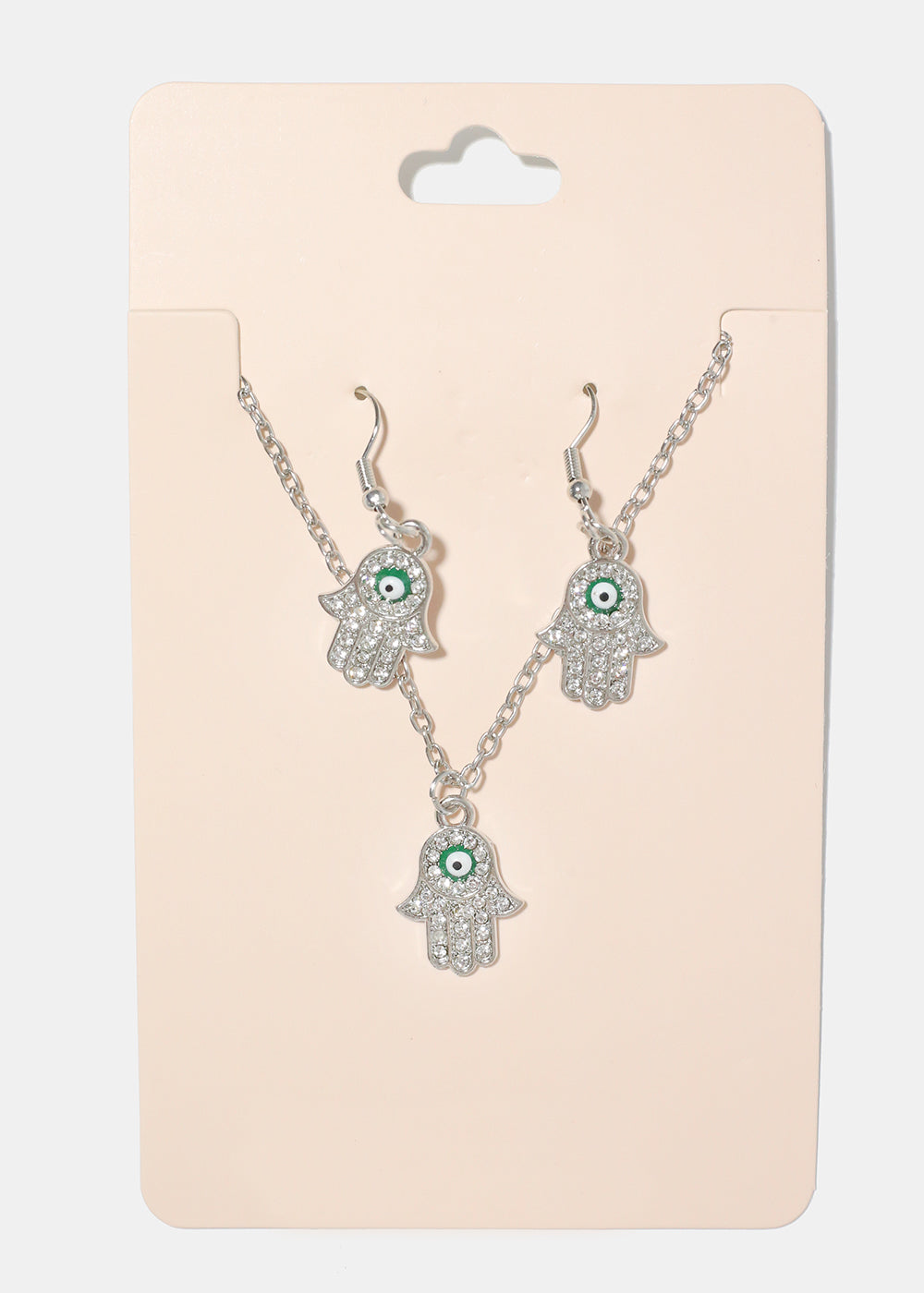 Hamsa Hand Necklace & Earring Set
