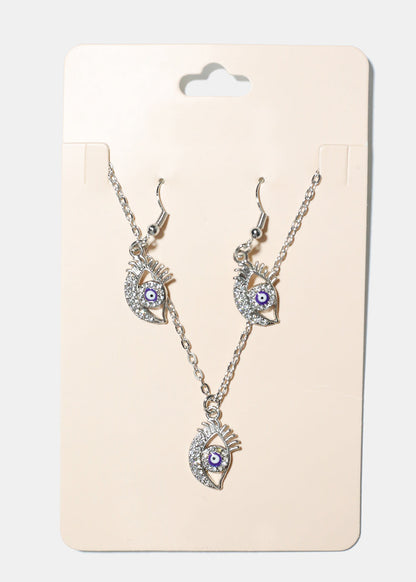 Evil Eye Necklace & Earring Set