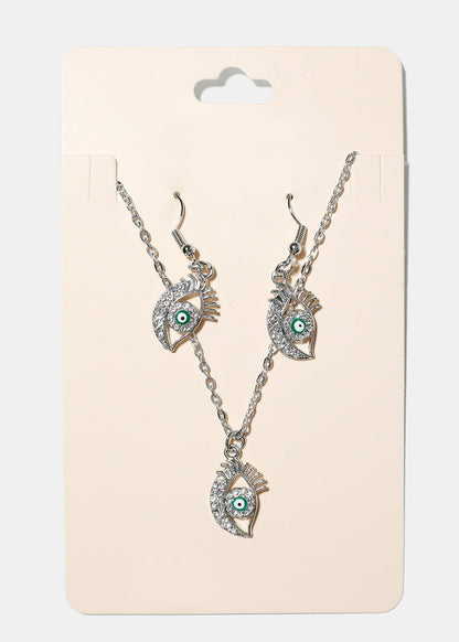 Evil Eye Necklace & Earring Set