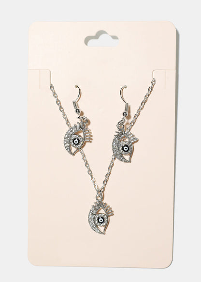 Evil Eye Necklace & Earring Set