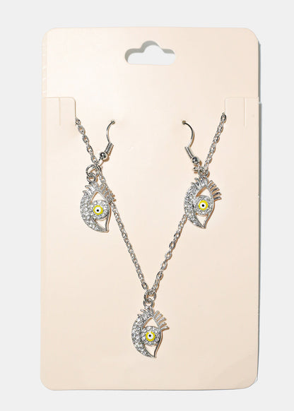 Evil Eye Necklace & Earring Set