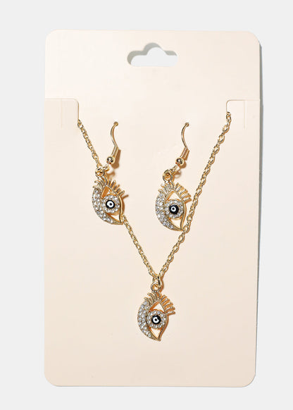 Evil Eye Necklace & Earring Set