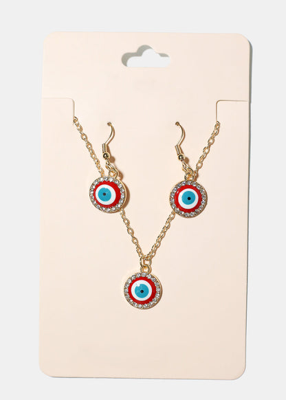 Evil Eye & Necklace Earring Set