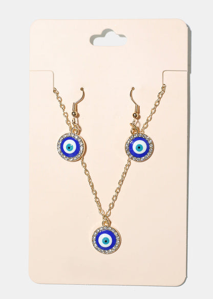 Evil Eye & Necklace Earring Set