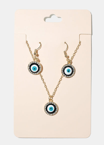 Evil Eye & Necklace Earring Set