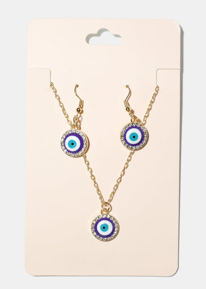 Evil Eye & Necklace Earring Set