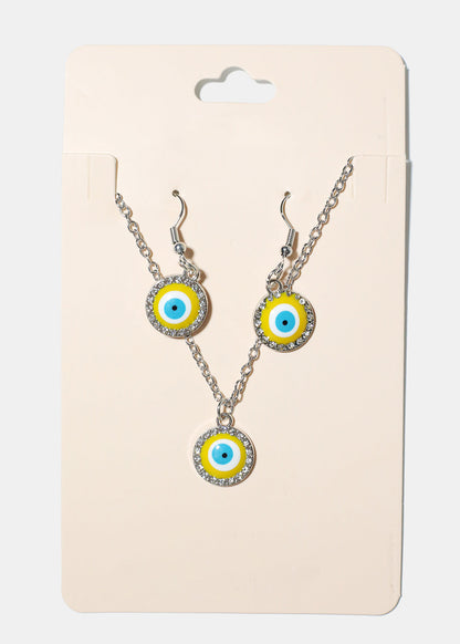 Evil Eye & Necklace Earring Set