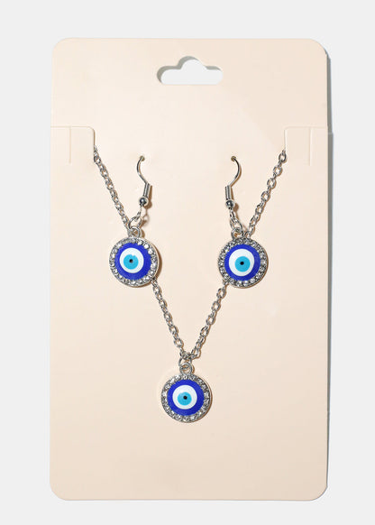 Evil Eye & Necklace Earring Set