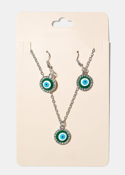 Evil Eye & Necklace Earring Set