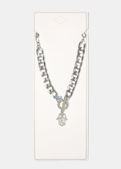 Hamsa Hand Chain Link Necklace