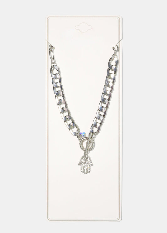Hamsa Hand Chain Link Necklace