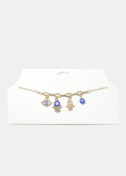 Hamsa Hand & Evil Eye Necklace