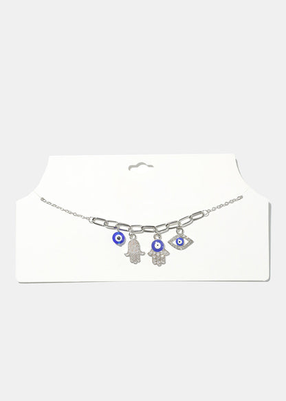 Hamsa Hand & Evil Eye Necklace