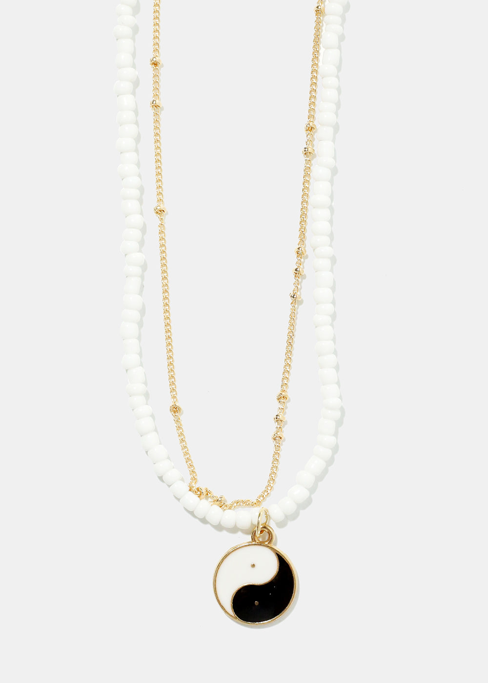 2 Layered Yin Yang Beaded Necklace