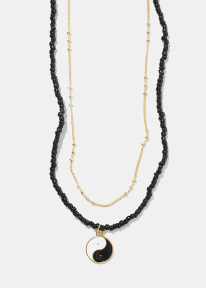 2 Layered Yin Yang Beaded Necklace