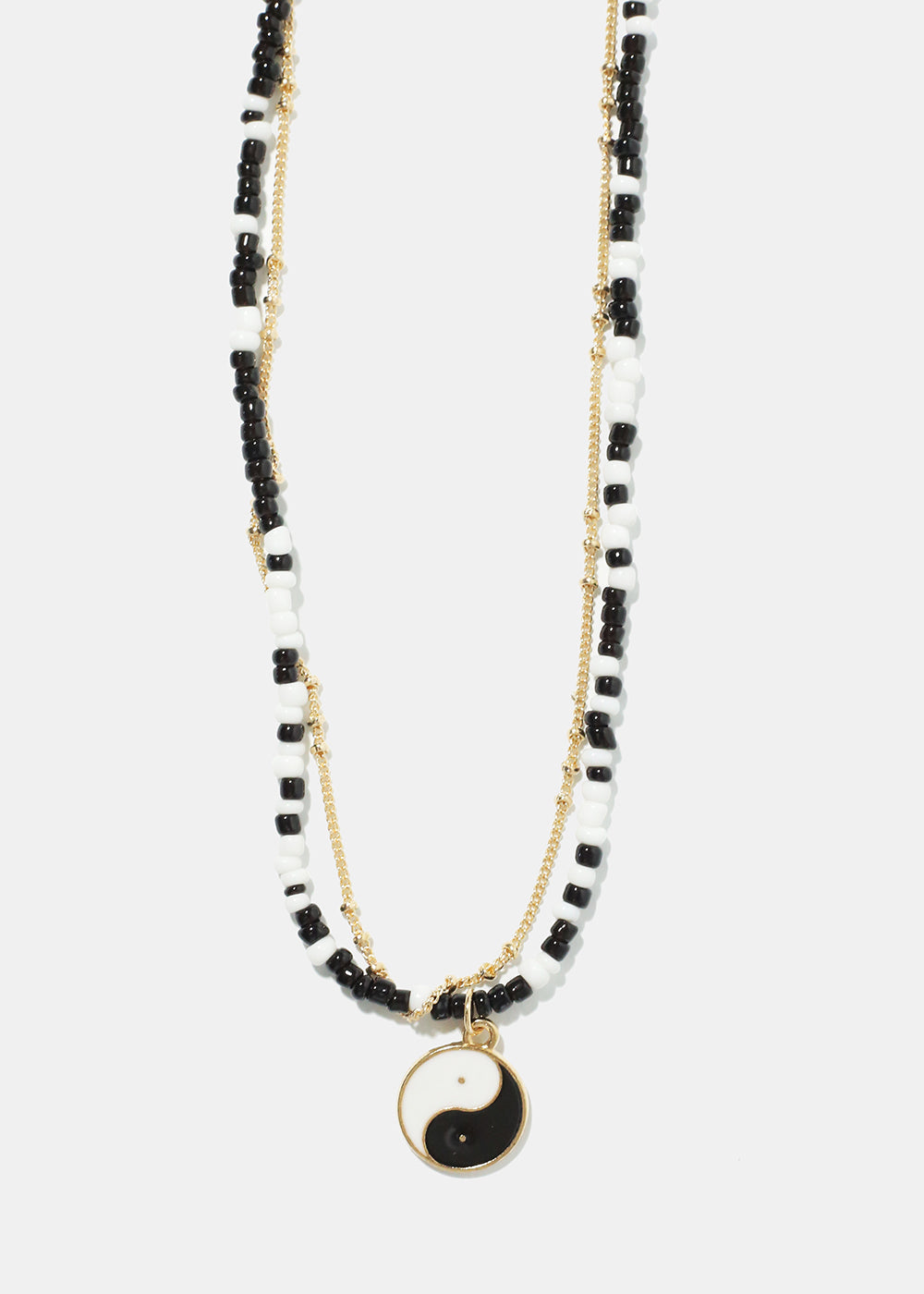 2 Layered Yin Yang Beaded Necklace