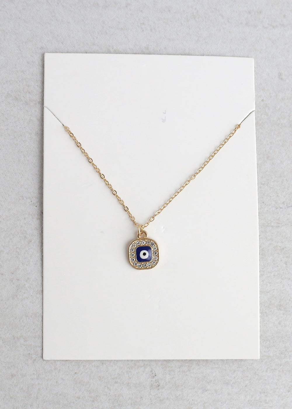 Square Evil Eye Charm Necklace