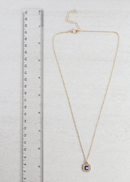 Square Evil Eye Charm Necklace